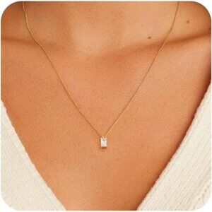 Hypoallergenic Gold Pendant Necklace with Cubic Zirconia and Gift Box